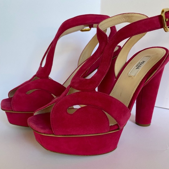 NEW PRADA PEONY SUEDE PLATFORM HIGH HEELS - Picture 14 of 15